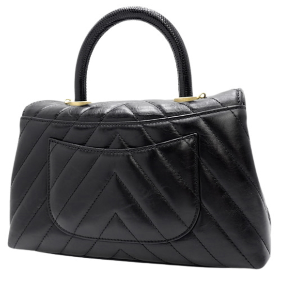 Chanel V Handle Stitch Handbag Coco Black - Picture 1 of 8